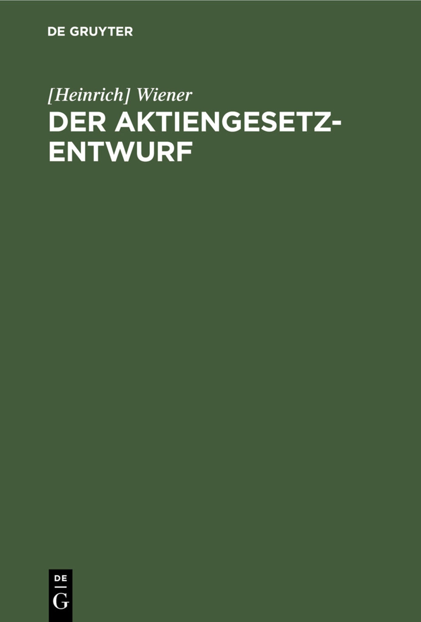 Der Aktiengesetz-Entwurf